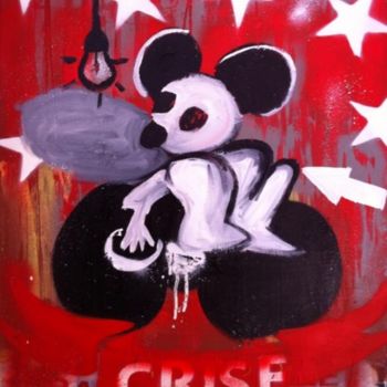 Malerei mit dem Titel "Mickey chez le psy" von Jazzu, Original-Kunstwerk