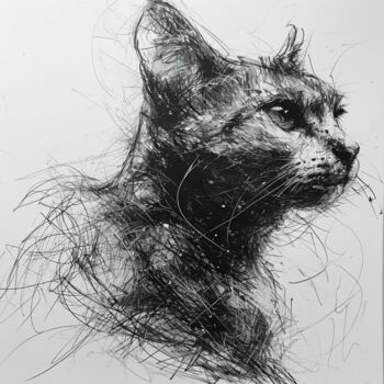 Arts numériques intitulée "Drawing Cat Link Pen" par Jb_ Joaofranca, Œuvre d'art originale, Encre