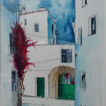 Malarstwo zatytułowany „Cadaqués:le portail…” autorstwa James Burgevin, Oryginalna praca, Akwarela