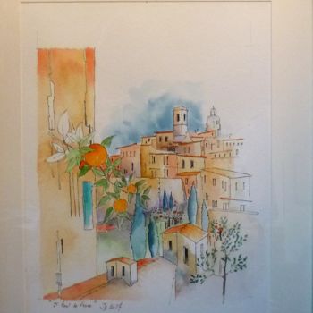 Painting titled "Esquisse pour St Pa…" by James Burgevin, Original Artwork, Watercolor