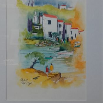 Painting titled "Port Lligat" by James Burgevin, Original Artwork, Watercolor