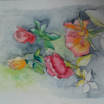 Картина под названием "Les roses du jardin…" - James Burgevin, Подлинное произведение искусства