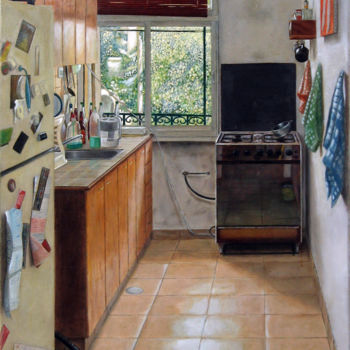 Painting titled "Kitchen Interior" by Jonathan Beck, Original Artwork, Oil