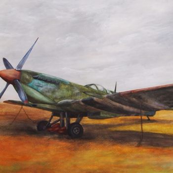 Malarstwo zatytułowany „Vintage Plane II” autorstwa João Bello (JBello Studio), Oryginalna praca, Akwarela