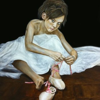Painting titled "La Petite Danseuse" by João Bello (JBello Studio), Original Artwork, Oil Mounted on Wood Stretcher frame
