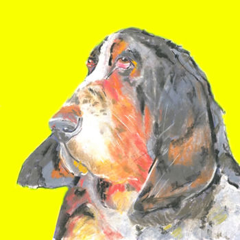 Рисунок под названием ""Basset Hound " A L…" - Jb Studio, Подлинное произведение искусства, Древесный уголь