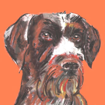 Drawing titled ""Hunting dog" A Lim…" by Jb Studio, Original Artwork, Pastel
