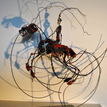 Escultura titulada "Garde fou rouge" por Jean-Christophe Bridoux, Obra de arte original, Cerámica
