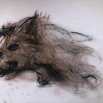 Drawing titled "Hyène de Mikumi" by Jc Desmerges, Original Artwork, Charcoal