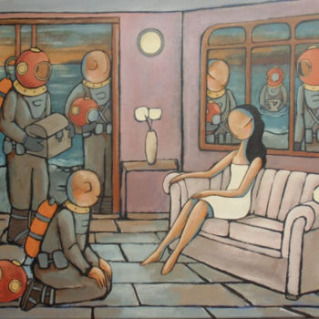 Peinture intitulée "La rencontre" par Jean-Christophe Pagès, Œuvre d'art originale, Acrylique Monté sur Châssis en bois