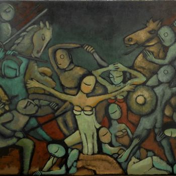 Painting titled "Les Sabines" by Jean-Christophe Pagès, Original Artwork, Acrylic Mounted on Wood Stretcher frame