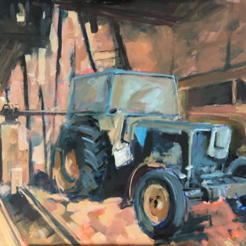 Painting titled "Tracteur 2" by Jean-Claude Perrin, Original Artwork, Oil