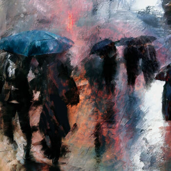 Digitale Kunst getiteld "jour de pluie" door Jc Piquet, Origineel Kunstwerk, Digitaal Schilderwerk