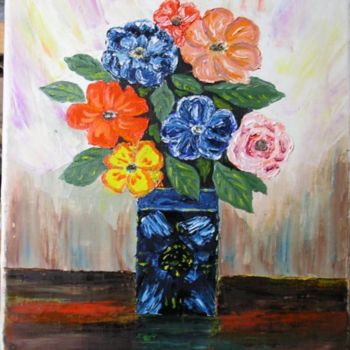 Painting titled "bouquet de fleurs" by Joël Cariou, Original Artwork