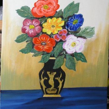 Painting titled "bouquet de fleurs" by Joël Cariou, Original Artwork