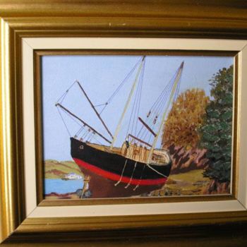 绘画 标题为“paysage avec bateau” 由Joël Cariou, 原创艺术品