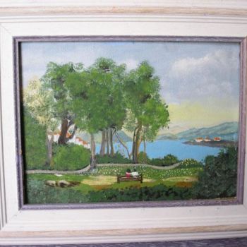 Painting titled "paysage avec un cou…" by Joël Cariou, Original Artwork