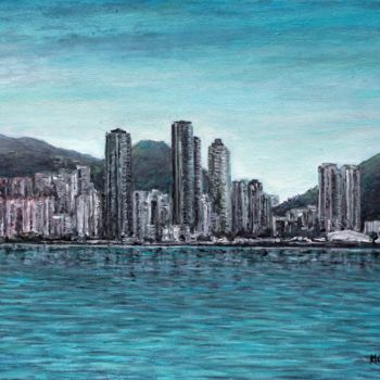 Painting titled "Hong-kong-view.jpg" by José A Cavaco, Original Artwork, Oil