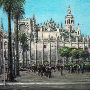 Pittura intitolato "Sevilla-cathedral-1…" da José A Cavaco, Opera d'arte originale, Olio