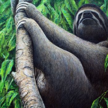 Pittura intitolato "Sloth" da José A Cavaco, Opera d'arte originale, Olio
