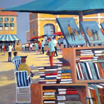 Painting titled "Bourse aux livres" by Jean Claude Beaussier, Original Artwork, Oil