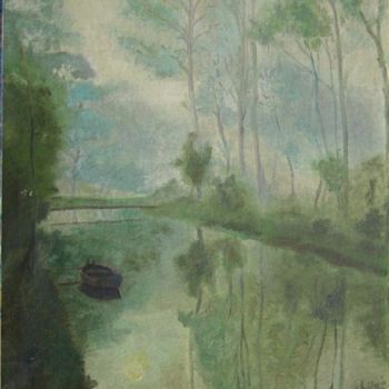 Schilderij getiteld "Canal embrumé du Ma…" door Jean-Claude Chatain, Origineel Kunstwerk