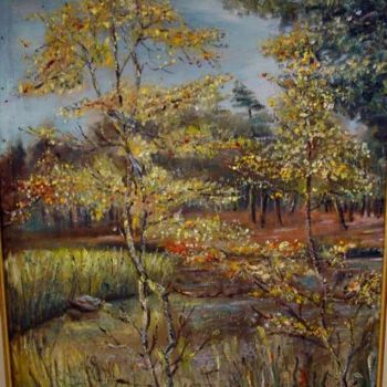 제목이 "Le grand étang (par…"인 미술작품 Jean-Claude Chatain로, 원작, 기름 나무 들것 프레임에 장착됨