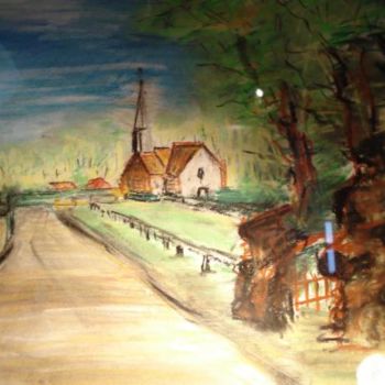 Painting titled "Courgent village de…" by Jean-Claude Chatain, Original Artwork, Oil