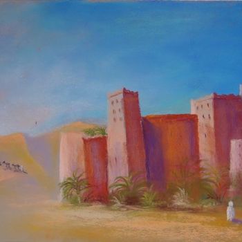 Pintura intitulada "L'oasis marocaine" por Jean-Claude Chatain, Obras de arte originais