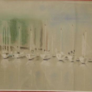 Peinture intitulée "Mouillage breton le…" par Jean-Claude Chatain, Œuvre d'art originale, Pastel Monté sur Autre panneau rig…