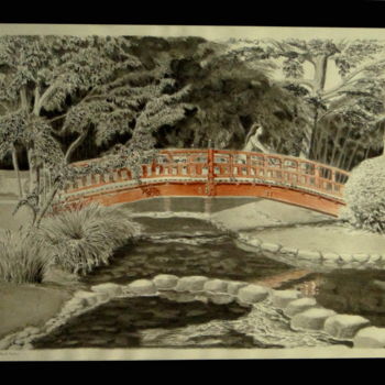 Dessin intitulée "Au jardin Albert Ka…" par Jean-Christophe Sylvos, Œuvre d'art originale, Encre