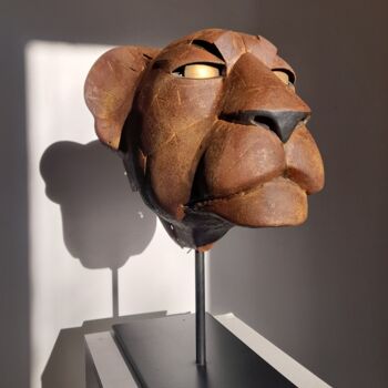 Sculpture intitulée "Lionne" par Jean-Christophe Cronel (JC Cronel), Œuvre d'art originale, Métaux