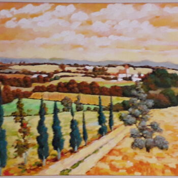 Peinture intitulée "paysage d ariege 2" par Jean Claude Darroussat, Œuvre d'art originale, Acrylique Monté sur Châssis en bo…