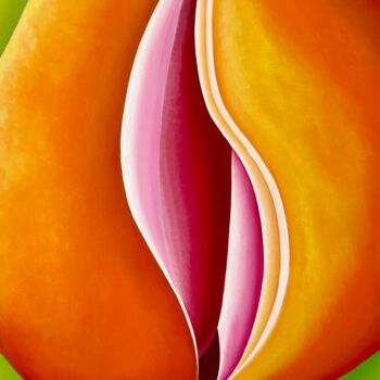 Painting titled "Palisade Peach" by Jchadima, Original Artwork, Oil Mounted on Wood Stretcher frame