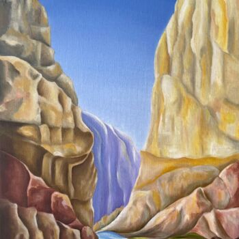 Painting titled "The Royal Gorge" by Jchadima, Original Artwork, Oil Mounted on Wood Stretcher frame
