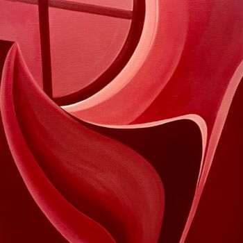 Peinture intitulée "Rouge Perylene 4" par Jchadima, Œuvre d'art originale, Huile Monté sur Châssis en bois