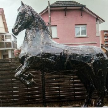 Sculpture intitulée "Cheval cabré" par Christian Lallemand, Œuvre d'art originale