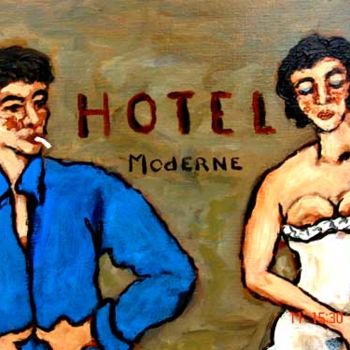 Картина под названием "Hôtel moderne" - Jean-Claude Maas, Подлинное произведение искусства