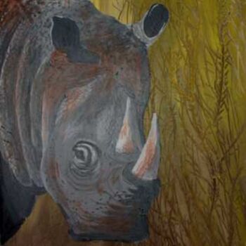 Painting titled "Rhinocéros" by Jacques Copp, Original Artwork