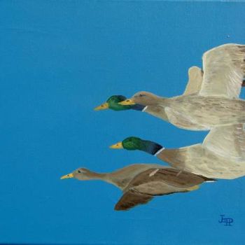 Pintura titulada "Vol de canards" por Jacques Copp, Obra de arte original