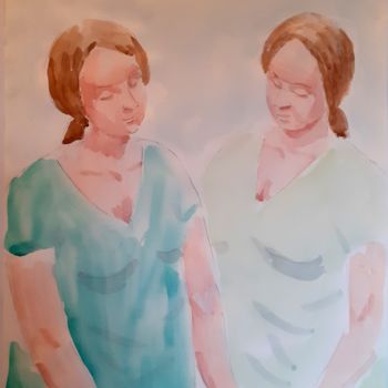 Pittura intitolato "soeurs" da Jean Christophe Ravier, Opera d'arte originale, Acquarello