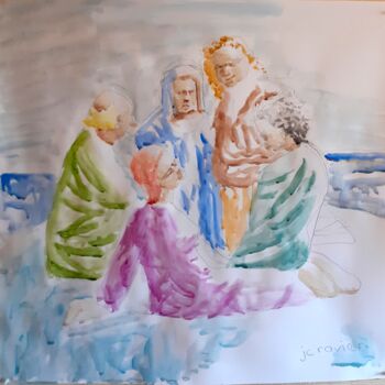 Painting titled "L'île au froid" by Jean Christophe Ravier, Original Artwork, Watercolor