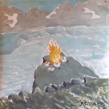 Pintura intitulada "Que la montagne est…" por Jean Christophe Ravier, Obras de arte originais, Óleo