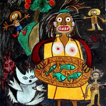 Pintura titulada "Peixe e maçãs...rou…" por Jose Carlos Sarmento, Obra de arte original, Oleo