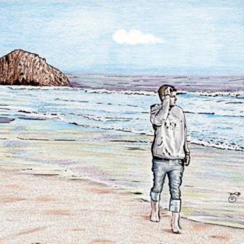 Pittura intitolato "Morro Beach Solitude" da J D Bluehorse, Opera d'arte originale