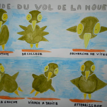 Peinture intitulée "ETUDE SUR LE VOL DE…" par Le Livreur De Chats, Œuvre d'art originale, Aquarelle