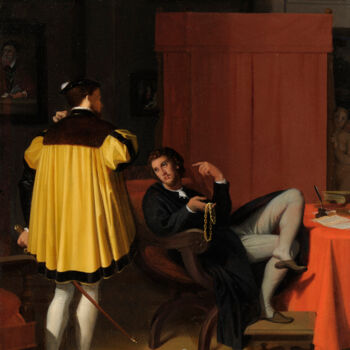 Peinture intitulée "L'Arétin et l'envoy…" par Jean-Auguste-Dominique Ingres, Œuvre d'art originale, Huile