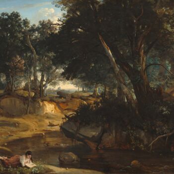 Peinture intitulée "Forêt de Fontainebl…" par Jean-Baptiste-Camille Corot, Œuvre d'art originale, Huile