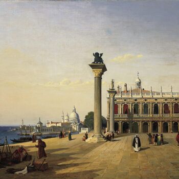 Painting titled "Venise, La Piazetta" by Jean-Baptiste-Camille Corot, Original Artwork, Oil