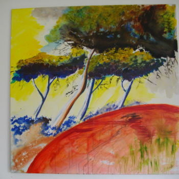 Painting titled "les pins" by Jean Bellier, Original Artwork, Acrylic